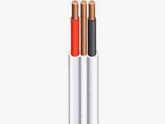 Flat Twin x2+E White Cu PVC Cable